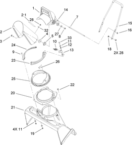 Chute Assembly Diagram and Parts List for 33005 270000001 - 270999999 Lawn Boy Snow Blower